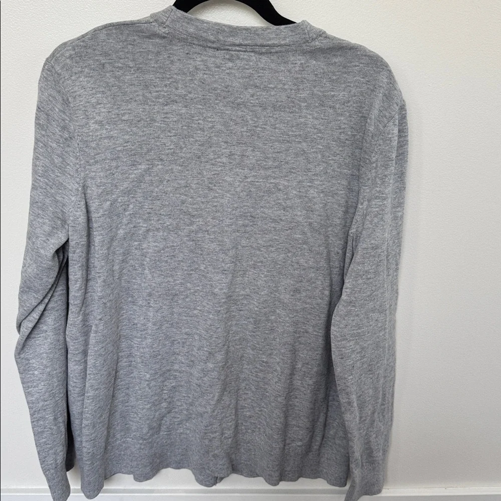 Men’s H & M 100% cotton gray grandpa V-neck holiday preppy cardigan size Large